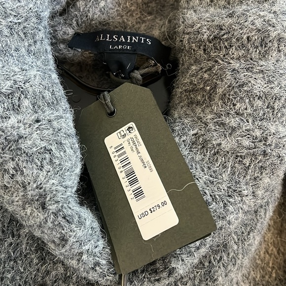 All Saints large Josephine Jumper Gray cropped turtleneck sweater - Picture 3 of 5